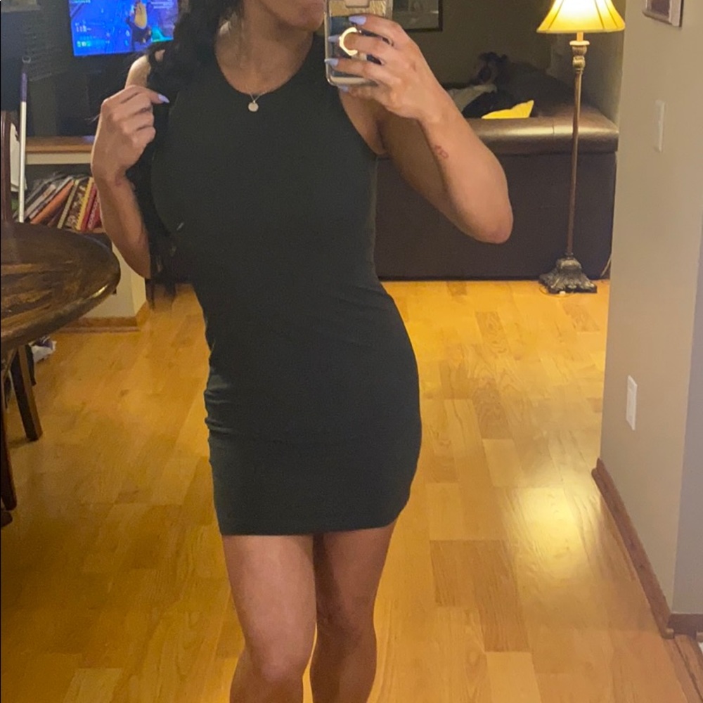H&M dark green tank dress
